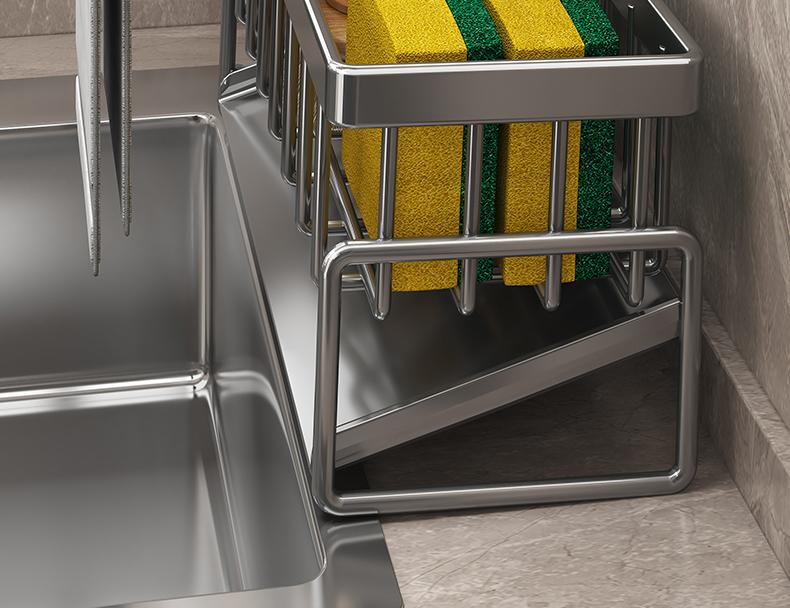 Kitchen sink draining rack, automatic drainage plastic storage rack, sink shelf, sponge and soap rack, towel rack