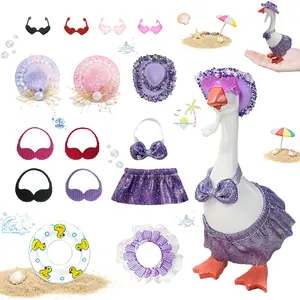 15PCS Summer Outfit Set for 7 Inch Desk Goose Complete Mix & Match Purple Glitter Bikini Clothes and Accessories DIY Endless Styling Combos Dress Up Kit for Magnetic Desktop Goose Key Hold