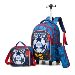Soccer Rolling Backpack Set for Boys | Insulated Lunch Bag + Pencil Case | Best of the Best Soccer Gear kid school daily