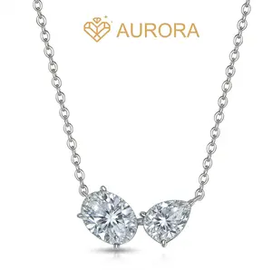 【#248 Virelia Duo】Moissanite necklace Daily Gift Auspicious Engagement Wedding Woman necklace Jewelry Daily Gift Auspicious Engagement Wedding Woman necklace Jewelry Synthetic Moissanite