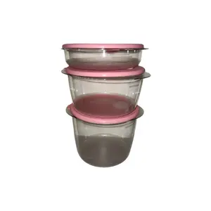 Tupperware Crystalware Set - Pink Lid & Clear Base Food Storage Containers for Kitchen Organization