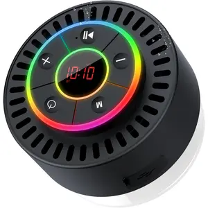 Speaker, Shower Speaker IPX7 , Speakers   with Rich Bass, Portable Speaker with LED Light, Suction Cup,8H Playtime, for Bathroom Party Beach, Ideal Gifts, Black