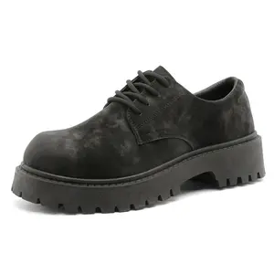 Men's Outdoor Commuter Casual Leather Shoes Thick Sole British Style Versatile Comfortable Derby Shoes for All Seasons outdoorfun