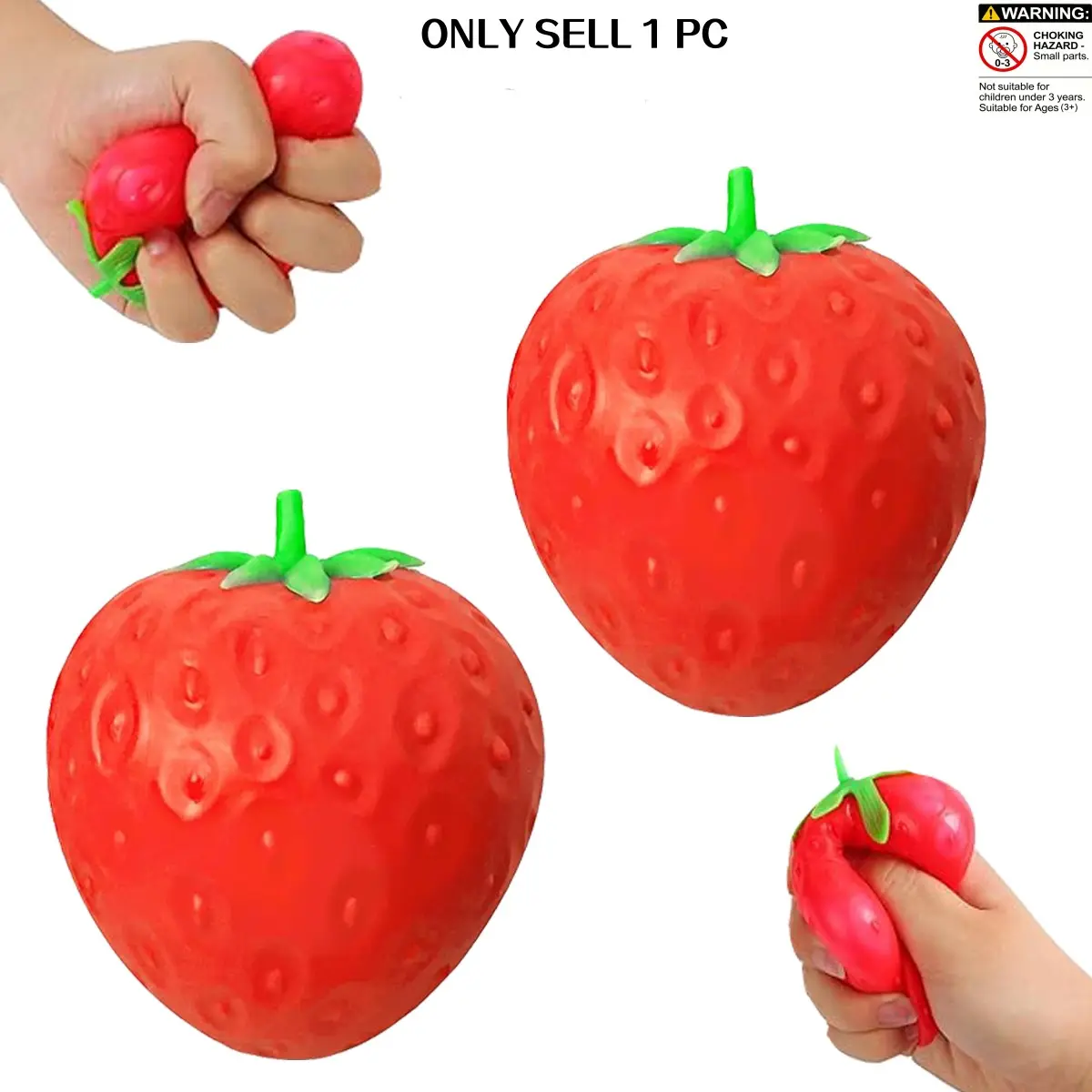 Strawberry Squishy Slow Rise Stress Ball, Realistic Fruit Squeeze Toys, Squeezable Decompression Toy, Office Desk Decor, Giant Strawberry Squeezy Ball, Rubber Stress Balls, Stress Reliever, Stress Relief Squishy, Stress Relieving Tool, Stress Relief Tools
