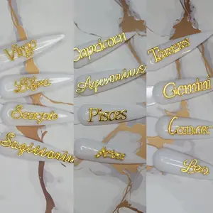 Gold Zodiac Sign Nail Charms 12pc Set