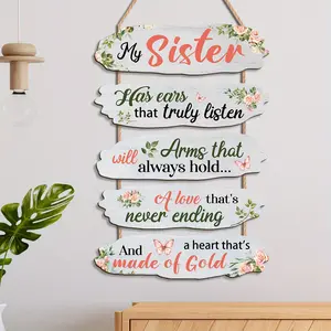 1pc decorative sign and plaque, sister tribute wooden hanging plaque with motivational quotes, easy to hang, home decor, wall decor, outdoor decor, Halloween, Thanksgiving, Christmas holiday decoration, birthday gift.