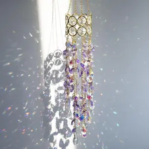 Crystal Sun Catcher Window Hanging - Beaded Chandelier Prism with Rainbow Sparkle, Home Decor Ornaments Hangable Decoration