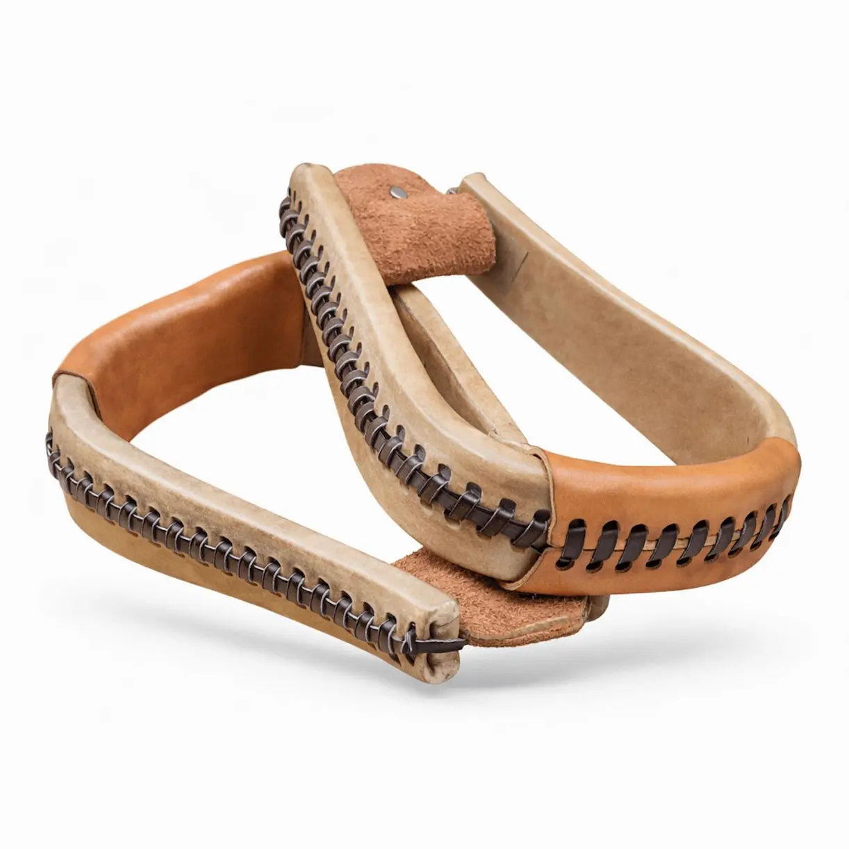 Deluxe Oversized Western Stirrups Rawhide Covered Horse Stirrups