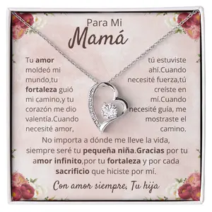 To My Mom Necklace From Daughter in Spanish,Para Mi Mama Tu Hija  – Heart Necklace Gift for Mom, Meaningful Jewelry Gift for Mother, Birthday Christmas Mother’s Day Gift