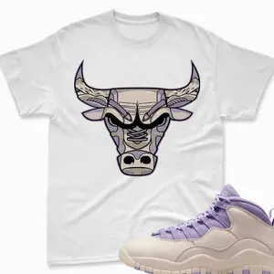 BULL! Shirt To Match Jordan 10 Hydrangeas Chalk, Jordan 10 Sneaker Mactching Shirt, Jordan Match Tee, AJ 10 Chalk Sneaker Match Shirt 1J86