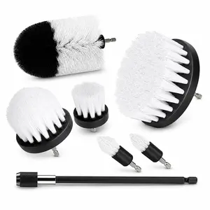 7Pcs White Soft Drill Brush Attachment Set, Power Scrubber Cleaning Brush Kit for Bathroom, Grout, Tile, Glass & Floors