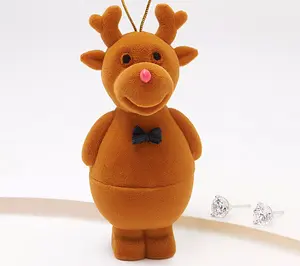 Diamonique Round 3-Prong Stud Earrings with Reindeer Box, Sterling