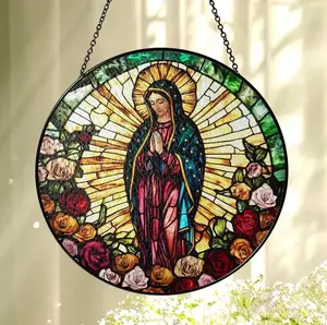 Our Lady of Guadalupe Suncatcher – Virgin Mary Stained Glass Window Hanging, Colorful Light Catcher, Religious Home Décor, Catholic Gift