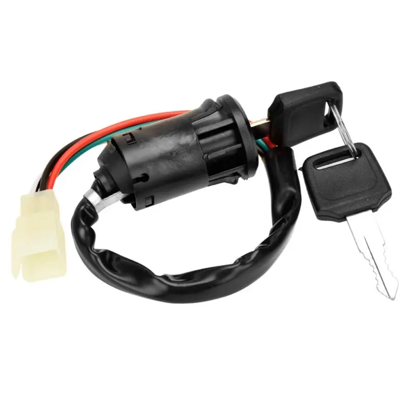 4-Wire Pin Ignition Start Switch with Wire Connector - Biker Lock & Bike Parts for ATV Quad Bike, 50cc-125cc 4-Wheelers, 110cc ATVs Compatible with Tao Tao, Coolster, Sunl, Roketa, Kazuma (Check Fit First)