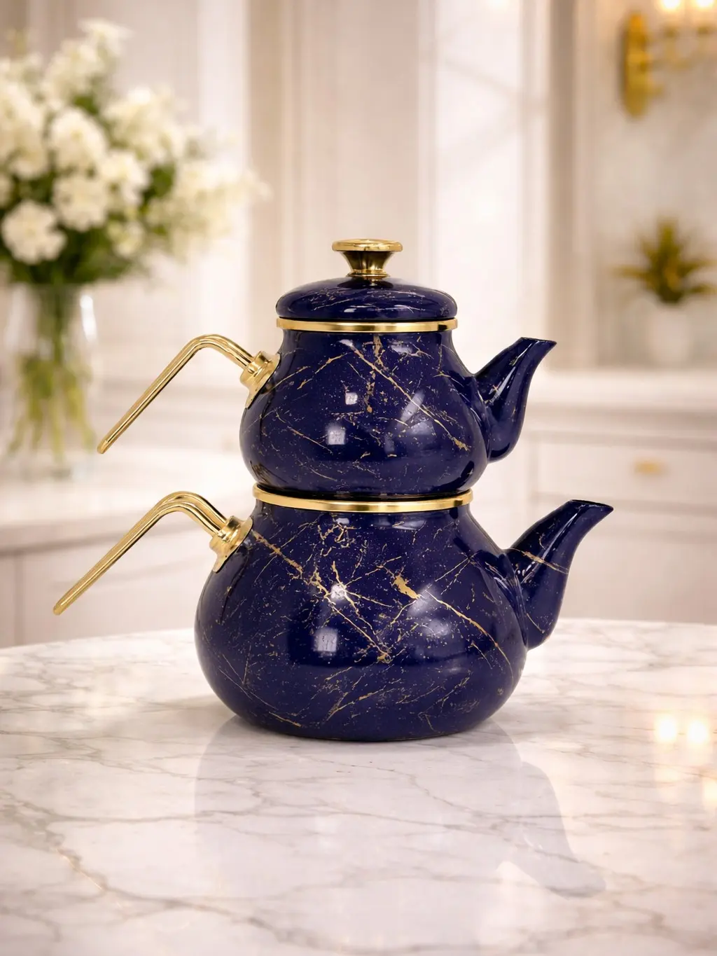 Dream Home Collection Enamel Double Tea Pot Dream Home Collection Enamel Double Tea Pot