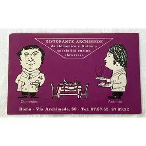 Vintage Business Postcard: Ristorante Archimede, Rome 1970s -Rome Restaurant Italian Postcard Ristorante Archimede