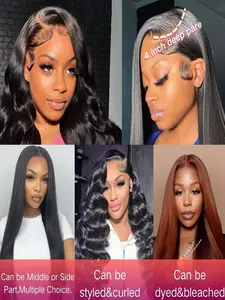 1PC WN-ST-LCM Natural Black Silky Straight 13x4 HD Lace Frontal Human Hair