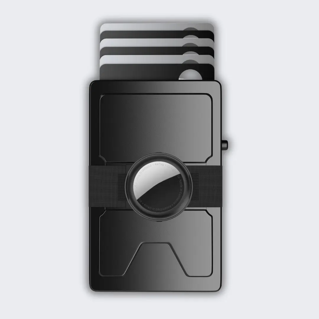 Aluminum Minimalist Trackable Pop-Up Eject Wallet - Modular Design, Holds 1-15 Cards & Cash Bills + Anti-RFID Casing