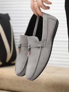 Lazy People's Dream! Velvet Metal Buckle Loafers, Slip-On Comfy Shoes, Anti-Slip Soft Sole, Casual Driving Shoes for Middle Aged Men