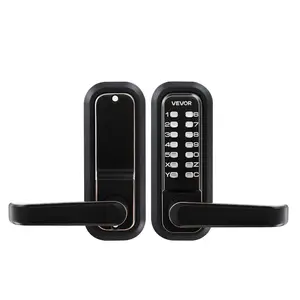 VEVOR Mechanical Keyless Entry Door Lock, 2.0 Code Upgrade, 4-7 Digits Code, Single-Sided Push Button Combination Keypad Door Lock with Handle, Auto Locking, for Indoor or Outdoor, Oil-Rubbed Bronze