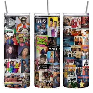 Black 90s TV & Music Tumbler - Reusable Water Bottle