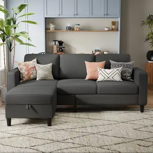 Sectional Sofa Couches for Living Linen Convertible Sectionals Sofas with Chaise for Apartment, Office, Small Space