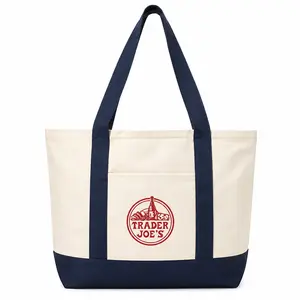 Trader Joe’s Oversized Two-Tone Canvas Tote Bag – 1-Pack Extra Large Reusable Grocery Bag with External Pocket, Sturdy Heavy-Duty Daily Carry Bag for Work, Shopping, Beach & Casual Outings tiktokshopspringglowup