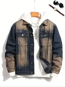 Men's Loose Fit Denim Jacket, Long Sleeve Casual Washed Denim Coat, Comfortable Street Style for All Seasons, Versatile Daily Wear