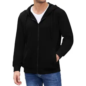 Men's Zip Up Hoodie Lightweight Fleece Jacket with Drawstring Hood for Streetwear Hiking Travel Sports and Casual Wear - Comfortable and Versatile