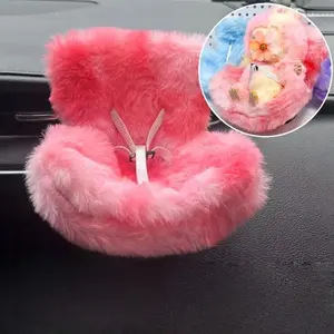 1 Pack Auto Vent Plush Toy Safety Seat for Car Decor, Car Interior Decoration, Fits Various Models, Easy to Install Cute Plush Seat for Figurines