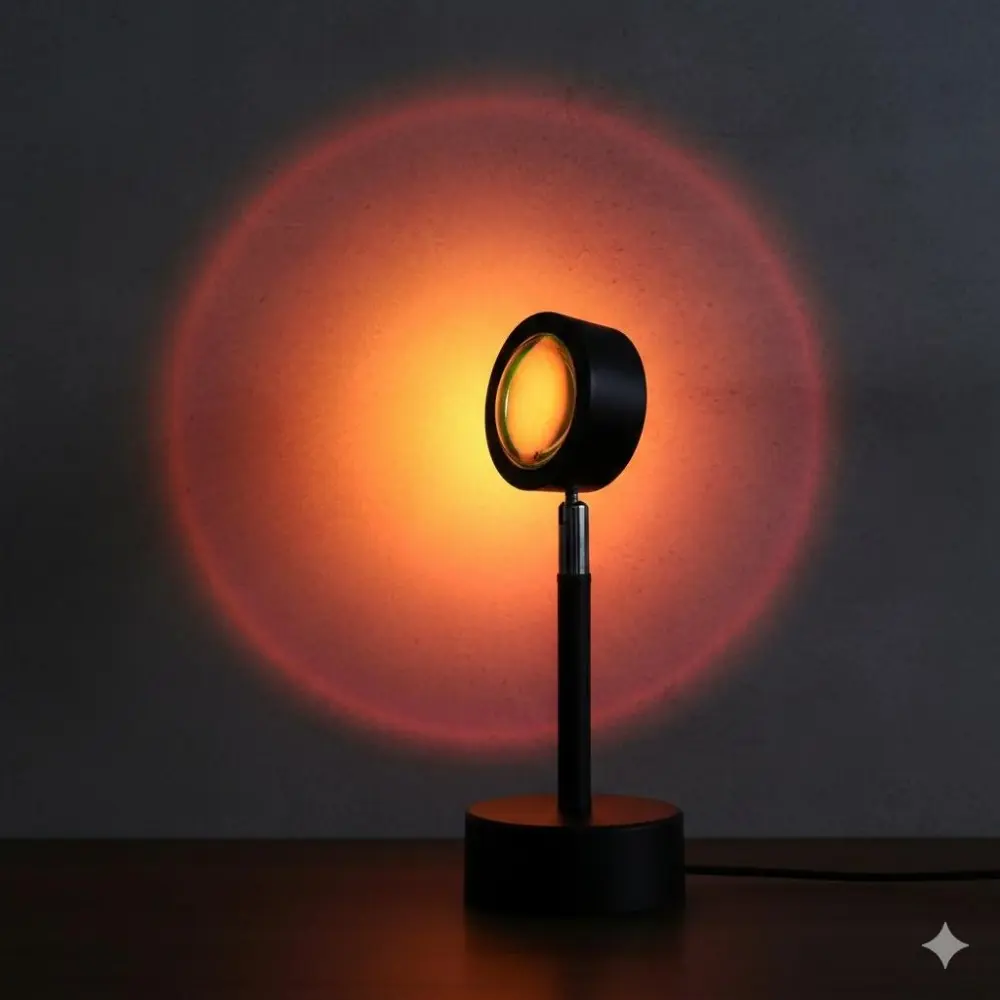 Sunset Projector Rotating Rainbow LED Night Light with Remote Control USB Rechargeable. Color Changing Mood Lighting for Bedroom Living Room Kids Room Starry Sky Decor Party Ambiance Creative Light Effect Aurora Projector Lamp