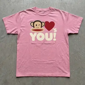 Paul Frank Julius Loves You Heart Graphic T shirt and Baby Tee | Y2K 2000s Aesthetic Red Heart Winking Monkey Streetwear | Cute Grunge Trendy Graphic Tee