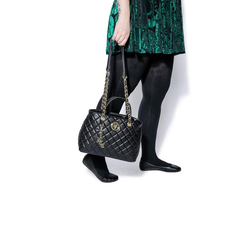 Believe in Yourself Black Quilted Satchel