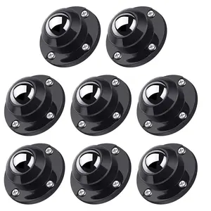 8 Pack Self Adhesive Caster Wheels 1 Inch for Appliance Sliders Rollers, Load Capacity 28LBS Per Wheel, Low Profile Swivel Wheels for Furniture Storage Bins, Black