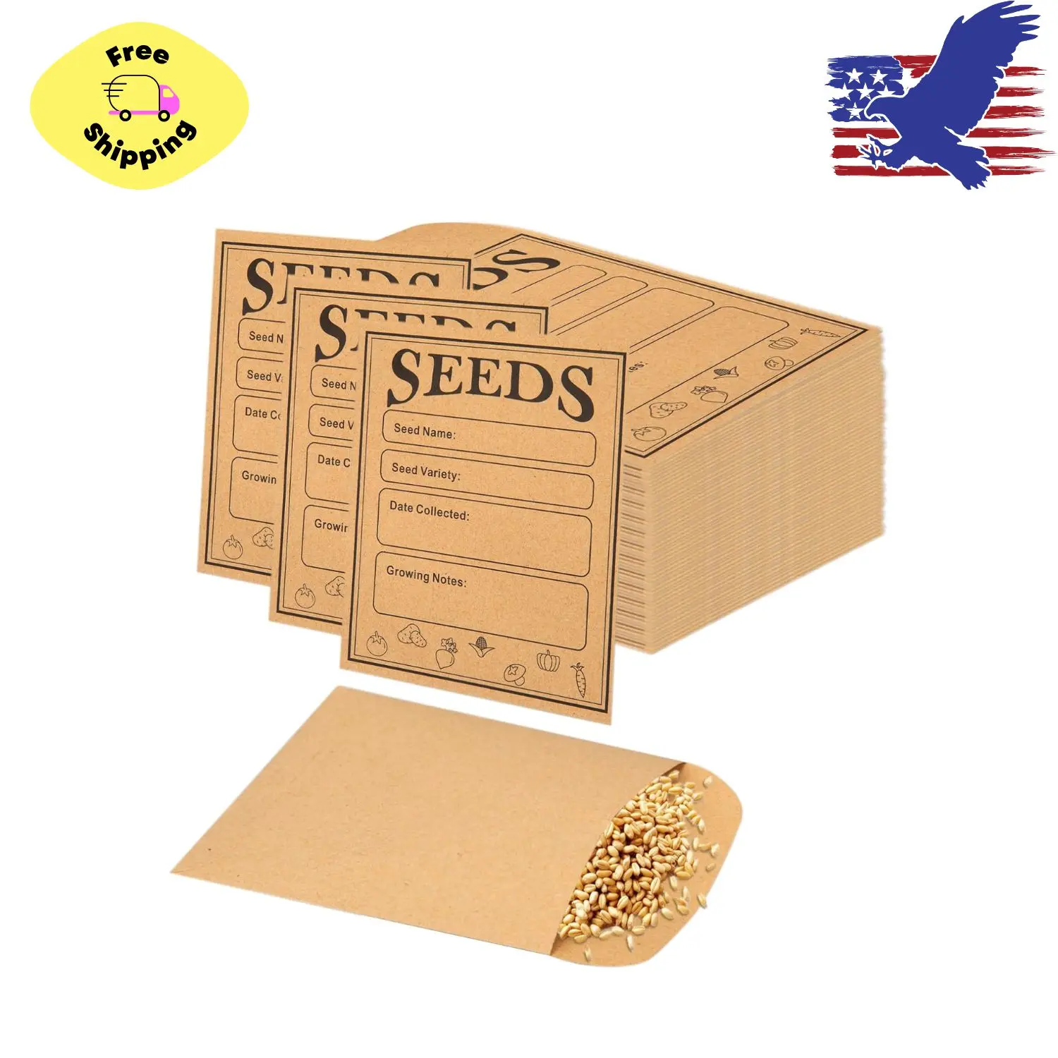 150pcs Seed Saving Envelopes 4.7x3.1 Inch