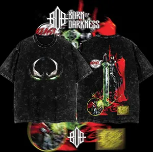 BornOfDarkness- Limited SPAWN Comic Double Printed Vintage Washed tshirt Crew Neck Graphic T-Shirt Unisex Oversize Heavyweight Cotton T-shirt Comic Tshirt trendy t-shirts comic tshirt ,graphic tee,vacation outfits,men gifts,men gifts dailywear