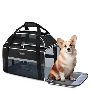 Lekereise Top-Expandable Pet Carrier 18x13x9.5 Inch Southwest Frontier Airline Approved Soft Sided Underseat to 15lbs Travel Carriers for Small Cats Dogs with Locking Safety Zippers Anti-Scratch Mesh