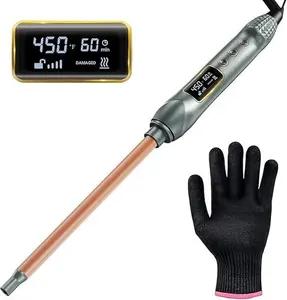 1/2 Inch Small Curling Iron for Medium to Long Hair, Ceramic Skinny Long Barrel, LCD Display, Heat Glove, Tight Curls, Smooth Finish - Comfort