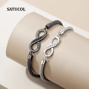 Couple's Infinity Symbol Rope Bracelet, crafted from premium copper with zirconia accents and an adjustable S925 extension chain. The perfect holiday gift for your boyfriend, girlfriend, or best friend. permanent  hand  chain