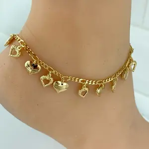 14k Gold Plated Heart Charm Anklet 10 inches Exquisite Bracelet Fashion Bracelets