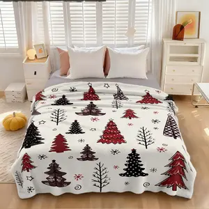 This 1-piece vintage red, brown, and black Christmas pine forest print flannel blanket/shawl is soft and comfortable, with a stylish design. Perfect for home, office, camping, sofa bedspreads, blankets, outdoor use, or as a warm cover. A great gift option