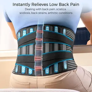 UGEM Back Braces for Lower Back Pain Relief with 6 Stays, Breathable Back Support Belt for Men/Women for work , Anti-skid lumbar support belt with 16-hole Mesh for sciatica(M)