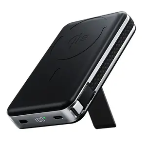 NEXOEPHY Magnetic Portable Wireless Charger, 10000mAh Foldable Qi2 Certified 15W Fast Charging MagSafe Power Bank, multifunctional Battery Pack with Display & Foldable Stand for iphone 13/14/15/16, 35W 2-Ways USB-C power bank