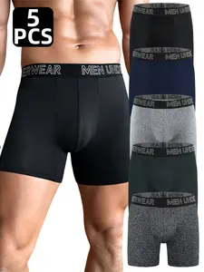 5 Packs Men's Underwear, Comfortable Soft Breathable Boxer Briefs, Ideal for Daily Wear, Lightweight & Moisture-Wicking Design