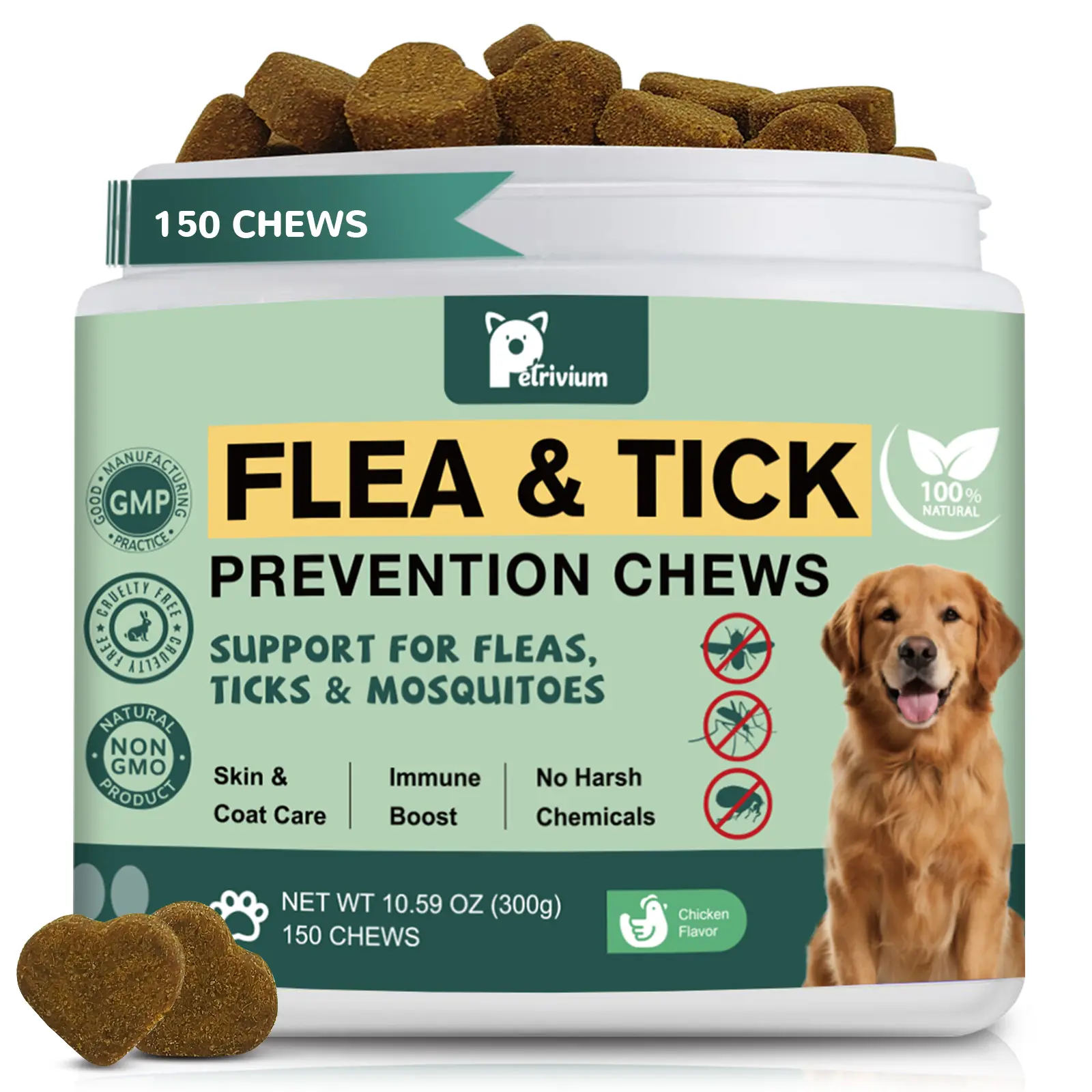 Oral Wellness Chews for Dogs | Daily Seasonal Care to Support Flea & Tick Body Comfort | Nutritional Supplement for All Dog Breeds & Sizes, 150 Count