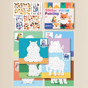 Children's DIY three-dimensional puzzle sticker book (including animals and multi-theme pre-stickers) - plastic puzzle toys, suitable for creative and quiet activities such as travel and bedtime