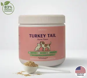 833mg Maximum Potency Turkey Tail for Pet Lumps & Bumps - GAZIGAZI 10-Mushroom Immune Support Powder for Dogs & Cats