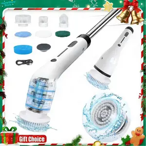 【Valentine's Day gift】HomeShine Electric Spin Scrubber Cordless Shower Scrubber lPX7 Waterproof Multi-Surface Cleaning Brush with 9 Brush Heads Long Battery Life Adjustable Speed Extendable Handle for Bathroom Kitchen Durable Cleaning Helper Utensils