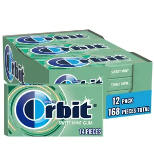 ORBIT Sugar-Free Gluten-Free Sweet Mint Chewing Gum, Individually Wrapped, Bulk Box with 12 Packs of 14 Pieces (168 Total Pieces)