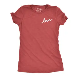 Womens Funny T Shirts Love Script Sarcastic Valentines Day Gift Tee For Ladies Funny Womens T Shirts Cute Vintage Fashion Casual Ladies T-Shirt Gift Love Tops for Women Women's Novelty Tees Red - Love
